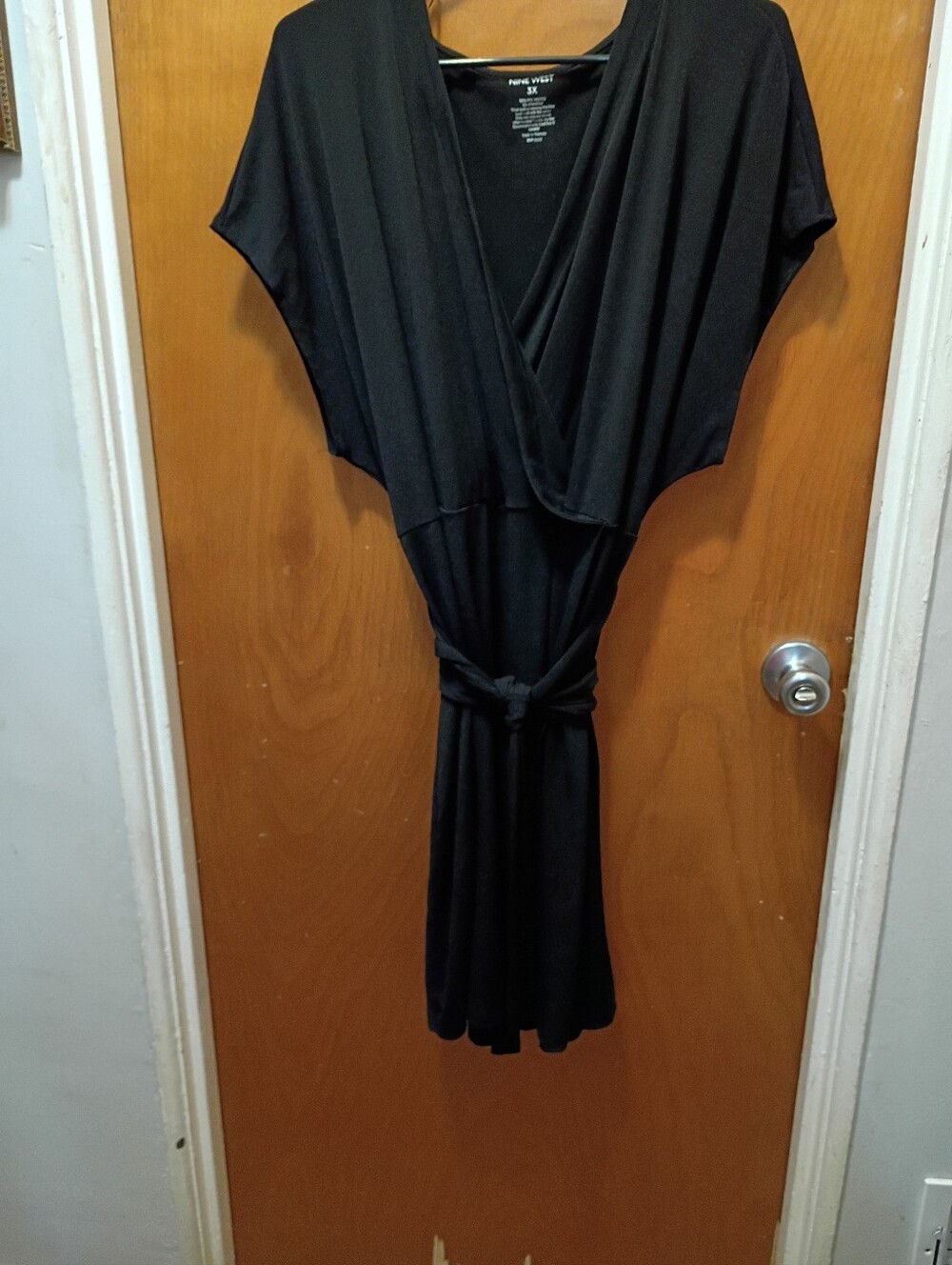 Nine West Black Wrap-Style Midi Dress